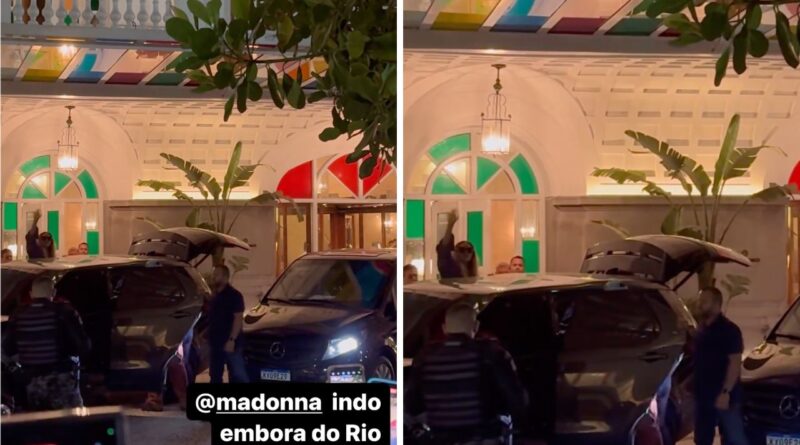 Madonna deixa o Copacabana Palace e dá ‘tchauzinho’ para fãs.